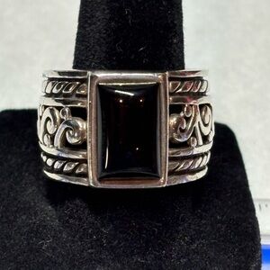 Sterling Silver Statement Ring with Black Onyx